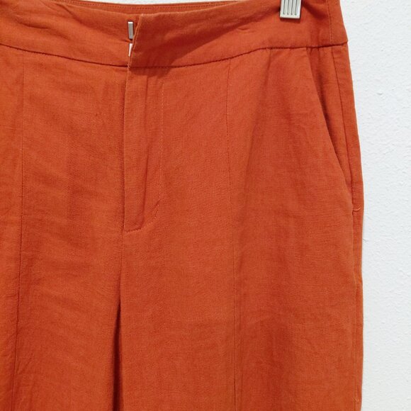 Paloma S Nice Things Orange Linen Pants Pockets Size 36 Travel Casual Resort - Picture 2 of 7